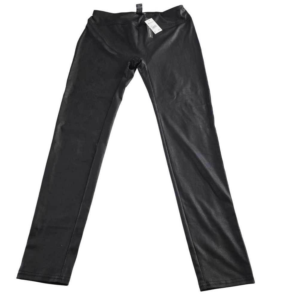 Chelsea & Theodore Womens Black Faux Leather Stretch Leggings Size M NWT